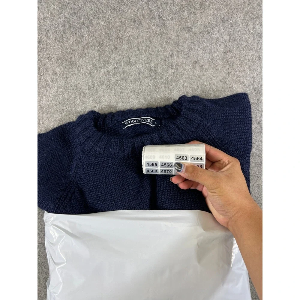 WoolOvers Sweater Mens Large Blue British Wool Chunky Knit Pullover Minimalist